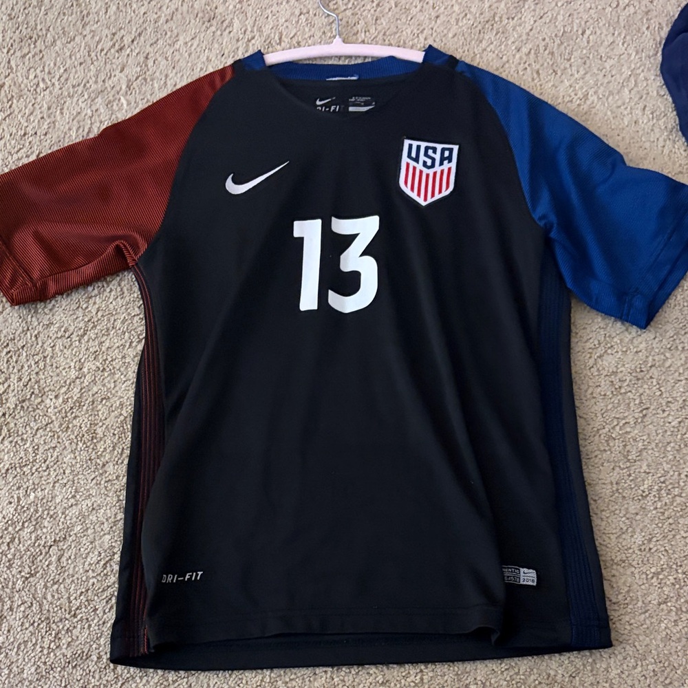 Nike Black Soccer Jersey with Red and Blue Sleeves